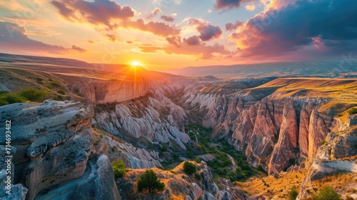 canyon view in summer. Colorful canyon landscape at sunset. nature scenery in the canyon. amazing nature background. summer landscape in nature © Hope