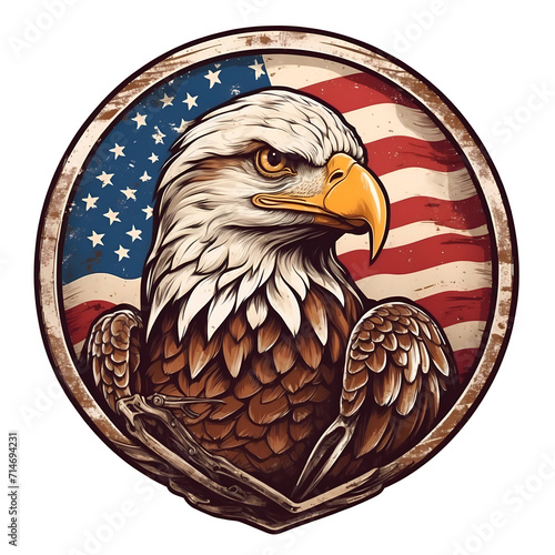 Eagle and US flag, Fourth of July, Generative AI