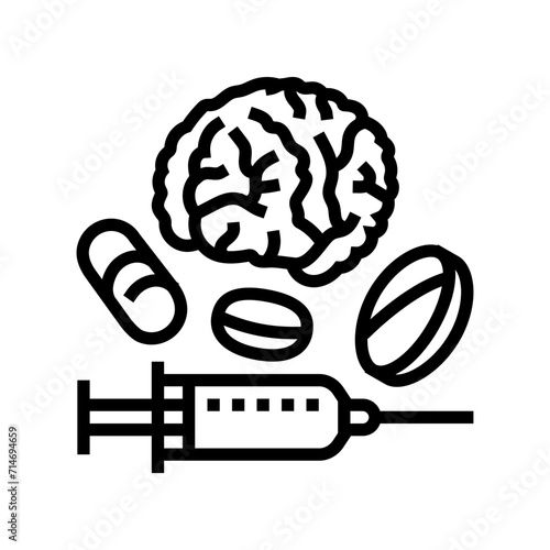 neurological treatment neuroscience neurology line icon vector. neurological treatment neuroscience neurology sign. isolated contour symbol black illustration
