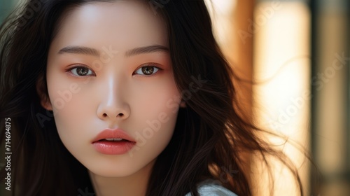 close-up portrait of a beautiful young Asian woman. Fashion photography asian girl