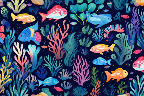 seamless pattern with fishes