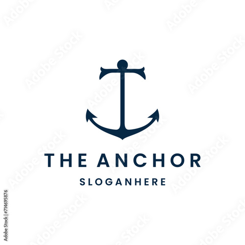  emblems logo with anchor and rope, anchor logo vector