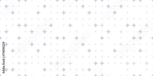 Gray blue geometric star symbols on white background. Seamless pattern of brutal design elements. Festive minimalistic background of decorative elements. Vector illustration.