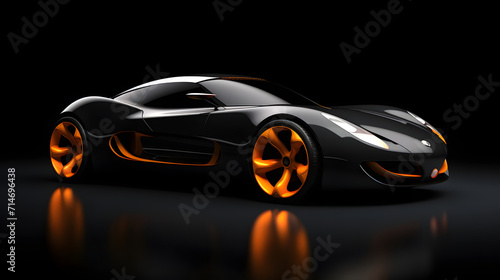 Concept of a powerful sport car on a black background