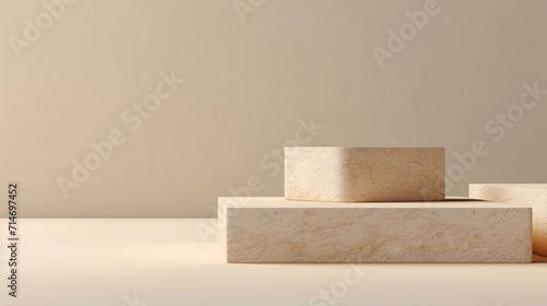 free-form pedestal made of raw stone for displaying products or cosmetics. minimalistic brutal concept for presentation made of granite or marble