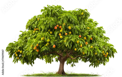 Features of a Mango Tree Orchard for Abundant Ripe Mangoes on a White or Clear Surface PNG Transparent Background.