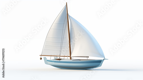 3D animated wooden sailing boat isolated in white background © Surasri