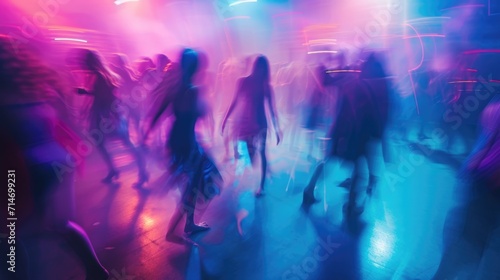 Happy people having fun in a disco. blur effect for an artistic touch