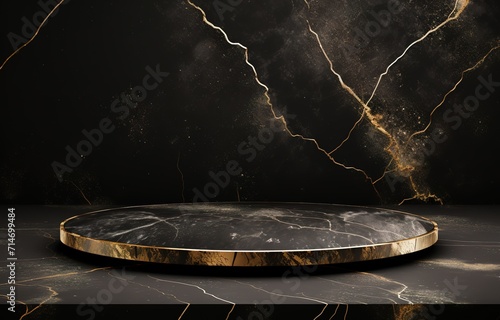 An empty stage made of black marble can be used as a place to present your product