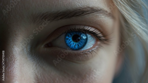 Close-up Macro of Her Blue Eyes Above the Stars