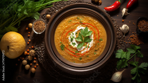 A bowl of Turkish lentil soup, a comforting dish often eaten to