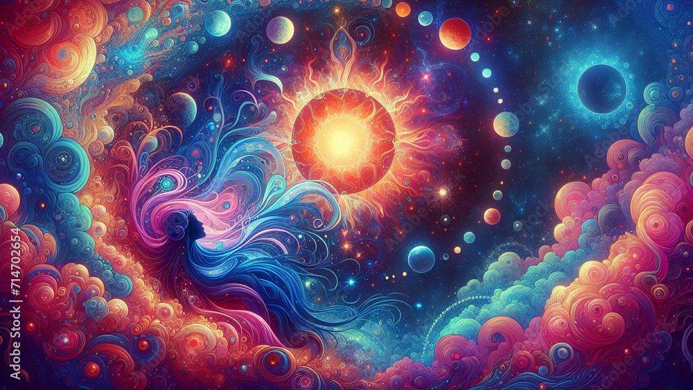 Celestial Dance of Suns: A Vibrant Nebular Journey Celestial Dance of Suns: A Vibrant Nebular Journey