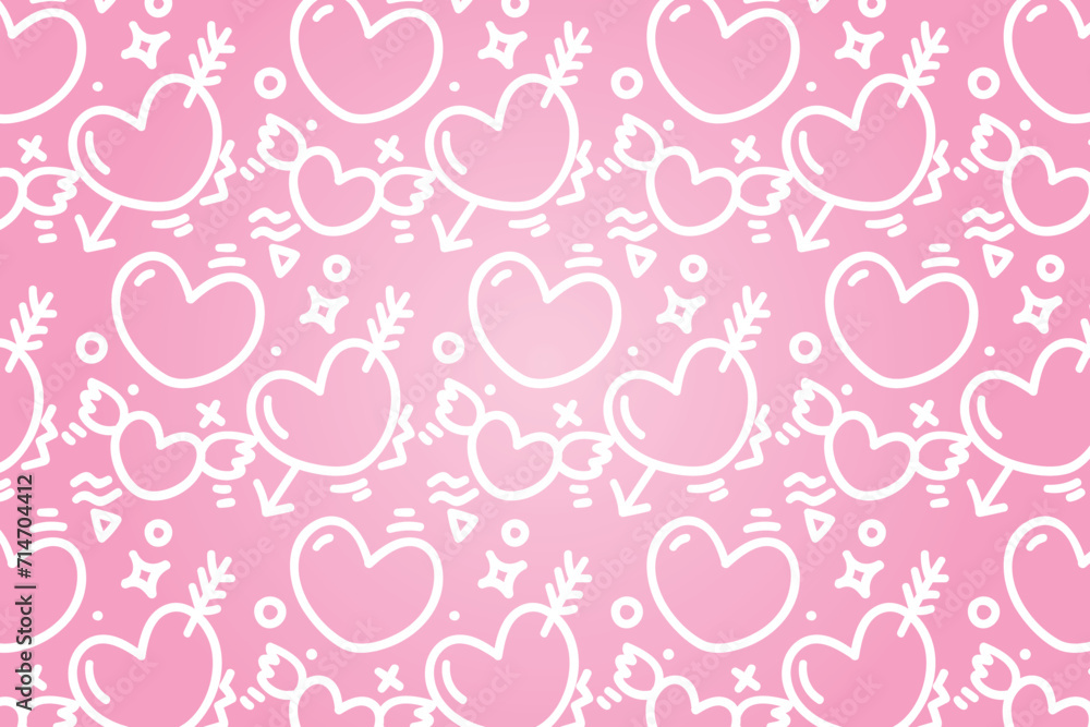 Vector love heart pattern, vector hand drawn Valentine's Day pattern, Valentine's Day background. Vector love heart pattern, vector hand drawn Valentine's Day pattern, Valentine's Day background.