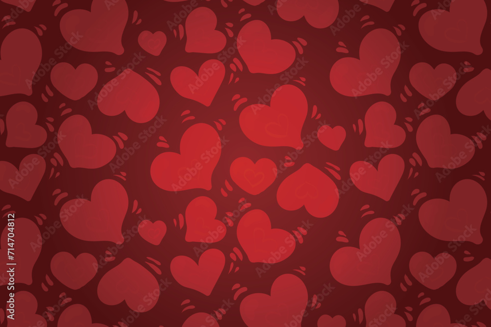 Vector love heart pattern, vector hand drawn Valentine's Day pattern, Valentine's Day background.