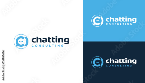 Circular Initial Letter C with Chat Bubble Dots For Social Media Messaging Conversation App Logo Design