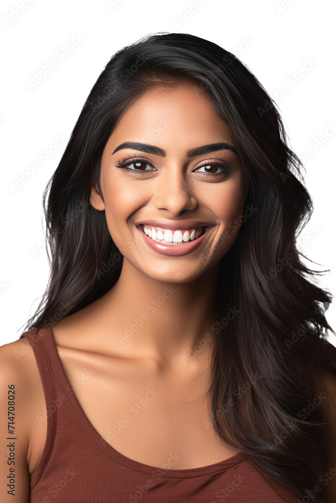 A beautiful young indian model woman smiling with clean teeth isolated on a transparent background. A beautiful young indian model woman smiling with clean teeth isolated on a transparent background.