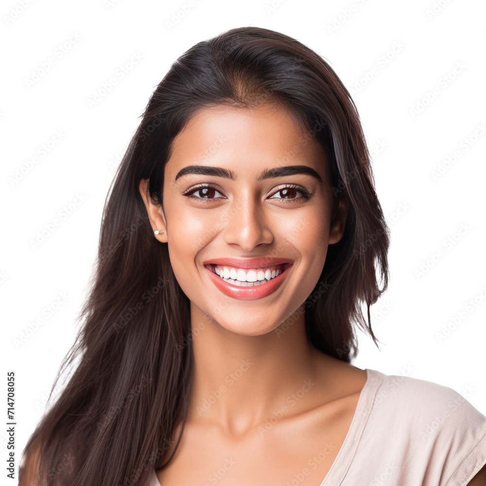A beautiful young indian model woman smiling with clean teeth isolated on a transparent background. A beautiful young indian model woman smiling with clean teeth isolated on a transparent background.