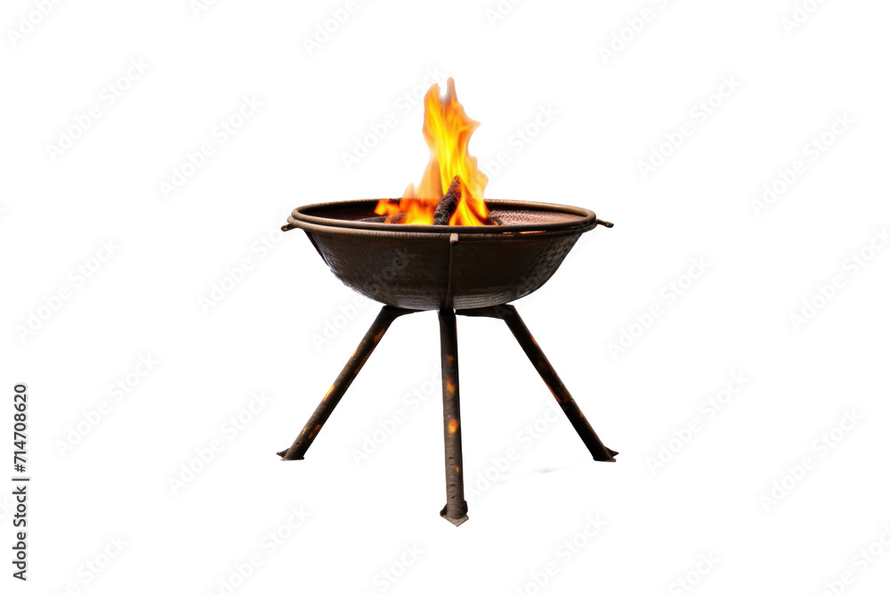 A camping fire pit tripod isolated on a transparent background. A camping fire pit tripod isolated on a transparent background.