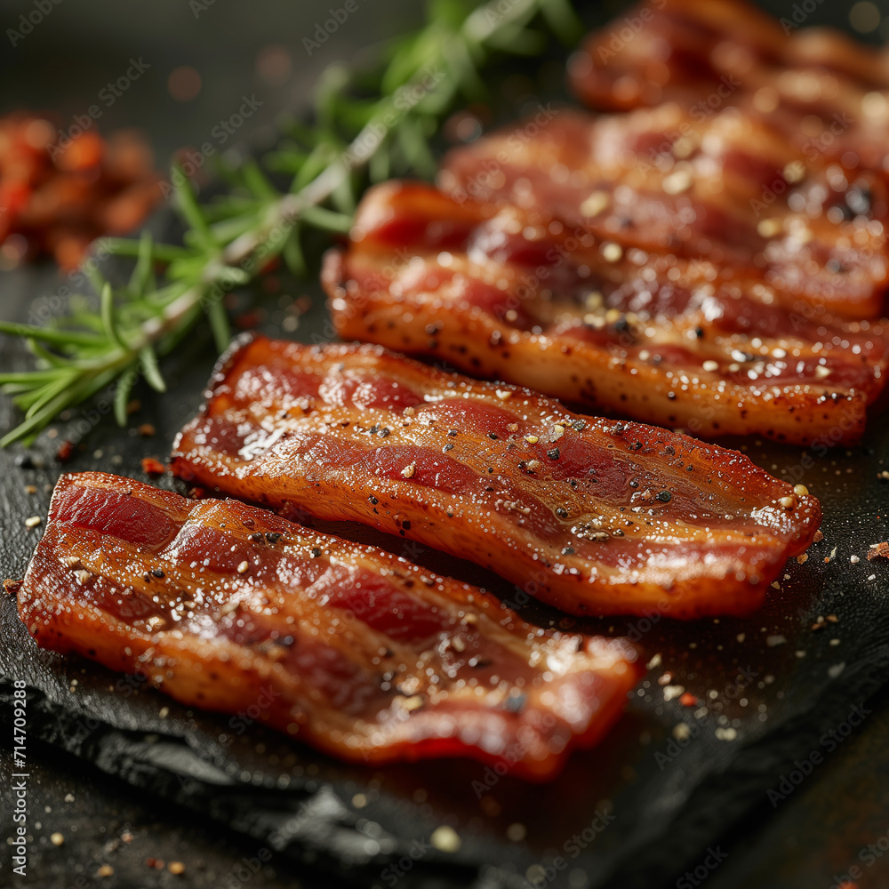 Delicious grilled bacon. Professional food image Delicious grilled bacon. Professional food image