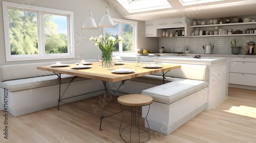 A kitchen island with built-in seating for casual dining. © Muhammad