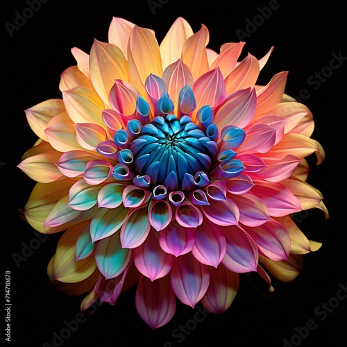 Generative AI Dahlia Flower neon Color illustration photo