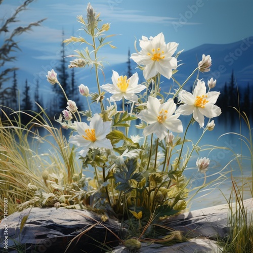 Generative AI Crowfoot meadow Flower Realistic illustration photo