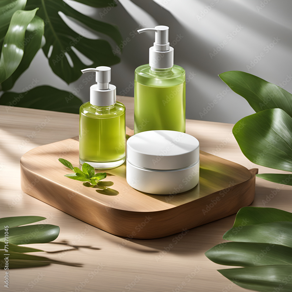 products for spa presentation on wooden, generative ai products for spa presentation on wooden, generative ai
