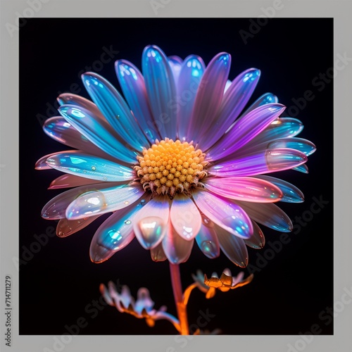 Generative AI Daisy wild Flower neon Color illustration photo
