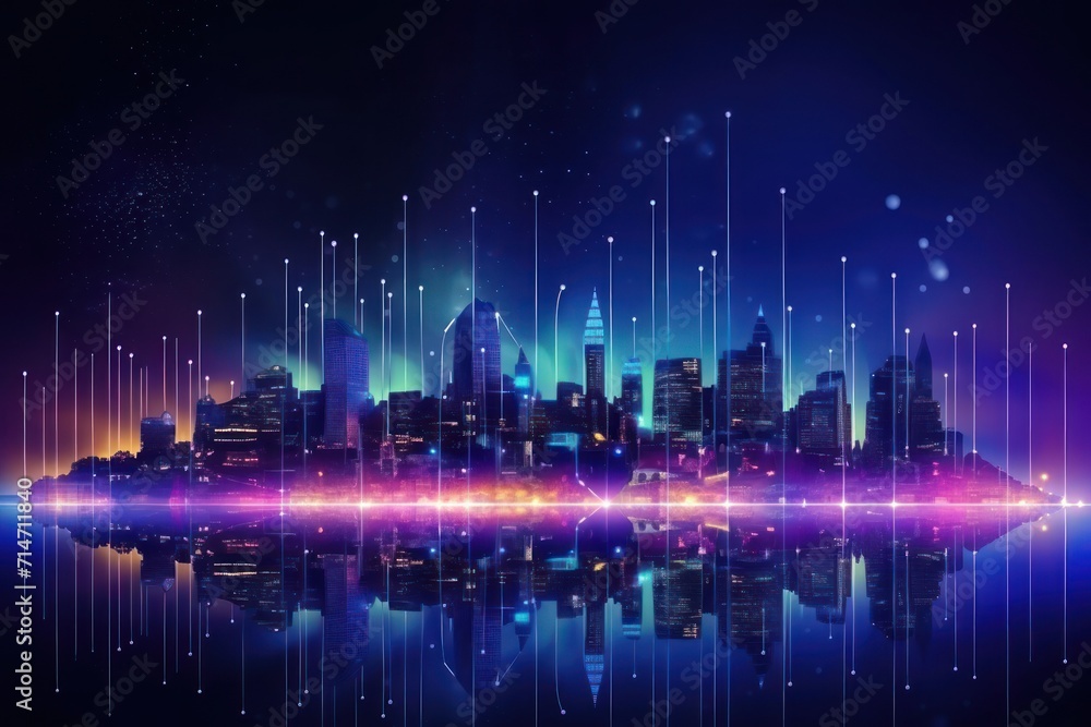 Smart city,digital transformation.Cityscape, telecommunication and communication network concept. Connection technology.