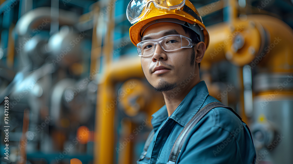 Portrait of Asian Male Engineer Worker Enjoying Work in Factory Portrait of Asian Male Engineer Worker Enjoying Work in Factory