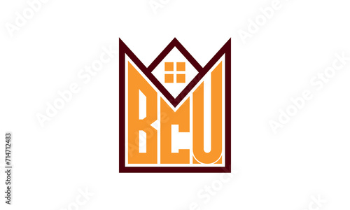 BCU initial letter real estate builders logo design vector. construction ,housing, home marker, property, building, apartment, flat, compartment, business, corporate, house rent, rental, commercial photo