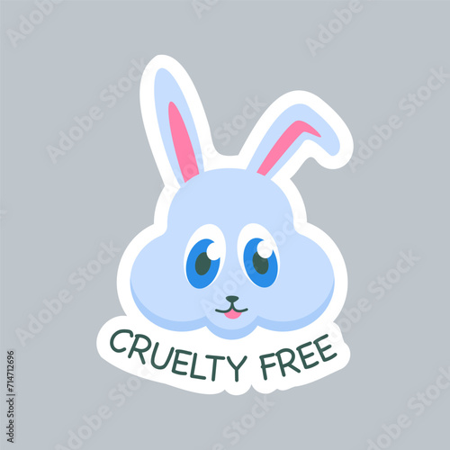 Cruelty free sticker with bunny symbol. Not tested on animal icon. Vector illustration.
