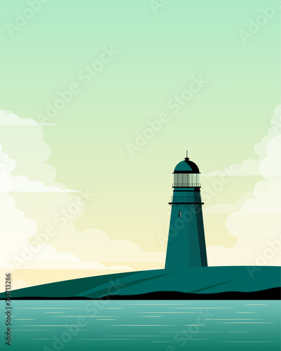 Lighthouse, sea, seascape, poster, banner, postcard, packaging design