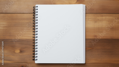 white spiral notebook on wooden office desk look