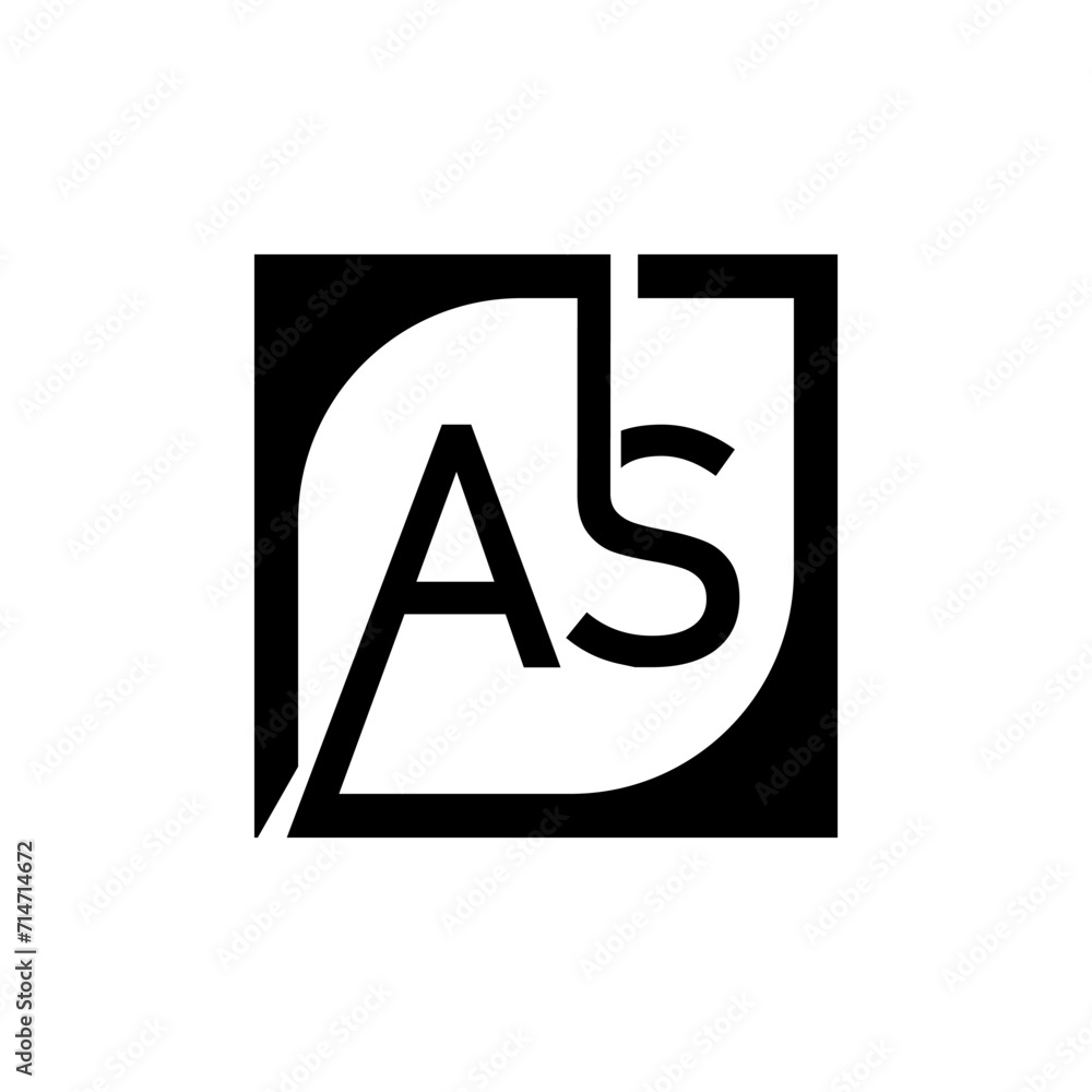 AS Logo Design Template Vector With Square Background. AS Logo Design Template Vector With Square Background.