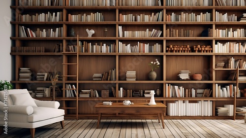 A personal library or bookshelves for reference materials.