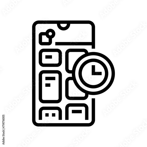blocking app time management line icon vector. blocking app time management sign. isolated contour symbol black illustration
