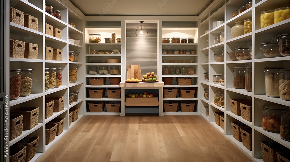 A walk-in pantry for ample storage.