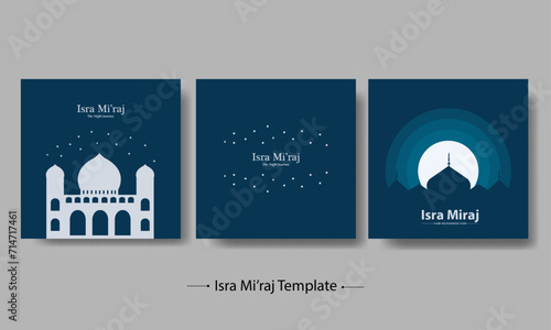 Isra Mi'raj Poster Flat Illustration Backgrounds Set