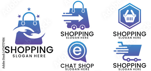 online shop logo, e-commerce vector template