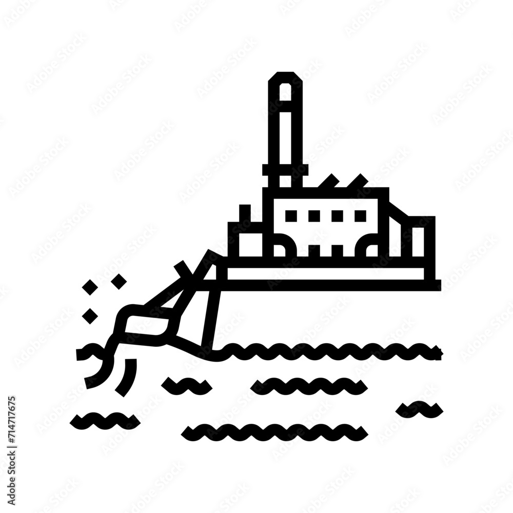 wave plant tidal power line icon vector. wave plant tidal power sign. isolated contour symbol black illustration