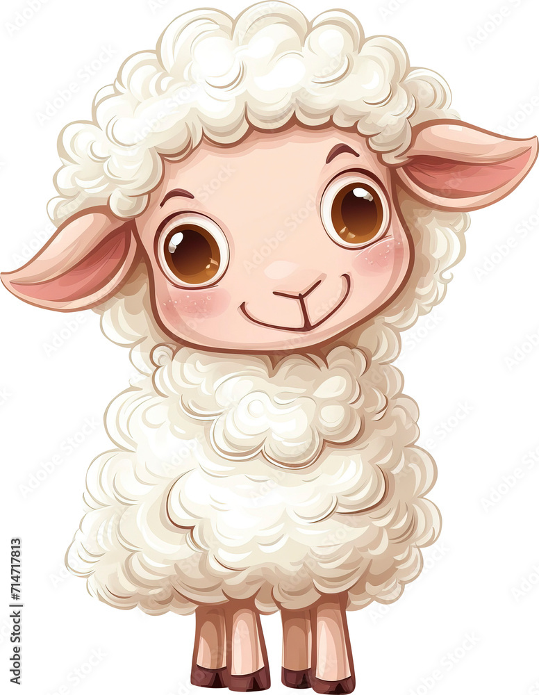 Fototapeta premium Cute sheep illustration isolated on transparent background. PNG