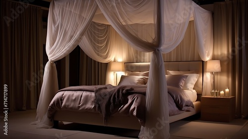 A canopy bed for a touch of romance and luxury. © Muhammad