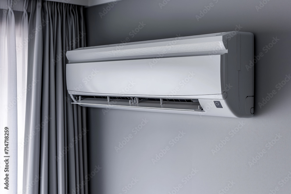 Modern Air Conditioner Installed on a Wall Modern Air Conditioner Installed on a Wall