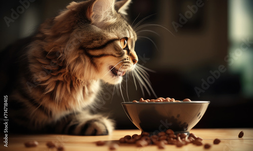 Crazy cat is enjoying meal