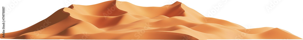 Desert sand dunes isolated on transparent background. PNG