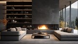 A fireplace with a sleek, modern design.