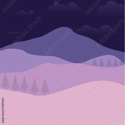 winter landscape with mountains