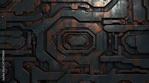 Abstract background with rusted metal texture lines and shapes.