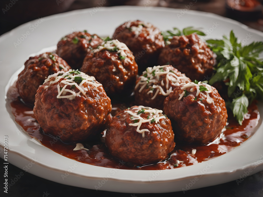 Rustic Italian meatball with tomato sauce to celebrate national metal day